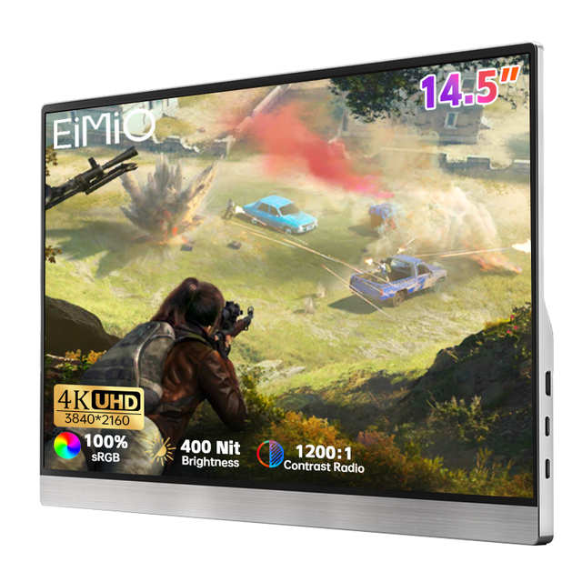 EIMIO Gaming Portable Monitor 14 Inch 3840x2400 4K IPS Panel 60Hz Type-C 100% SRGB for PC/Laptop/PS5