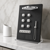 Système de douche thermostatique LED en laiton avec pommeau de pluie musical et cascade