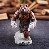 Statue d'ours de boxe en résine faite à la main, artisanat créatif, sculpture animale sportive pour cadeaux d'anniversaire et de commémoration
