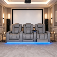 Sofá Reclinable Eléctrico de Cuero para Cine en Casa con Mesa Auxiliar Eléctrica para Muebles de Sala de Estar