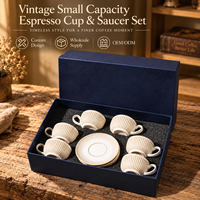 Ensemble tasse et soucoupe à expresso rétro de petite capacité en porcelaine, compatible micro-ondes, vaisselle de restaurant