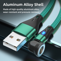 Penjualan Terbaik 7-Pin pengisian cepat 540 derajat Tipe C Data seluler USB 3-in-1 kabel putar magnetik jalinan nilon telepon mikro