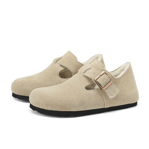 Custom Logo Boston Slippers Women Big Size Wooden Mule <b>Clogs</b> Comfortable Cork Soft Genuine Leather EVA Flat All Seasons Rubber - Product Image 6