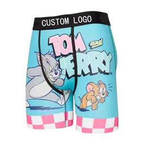 Designer Custom Cartoon Print Mens Underwear Long Leg Sports Shorts Men C