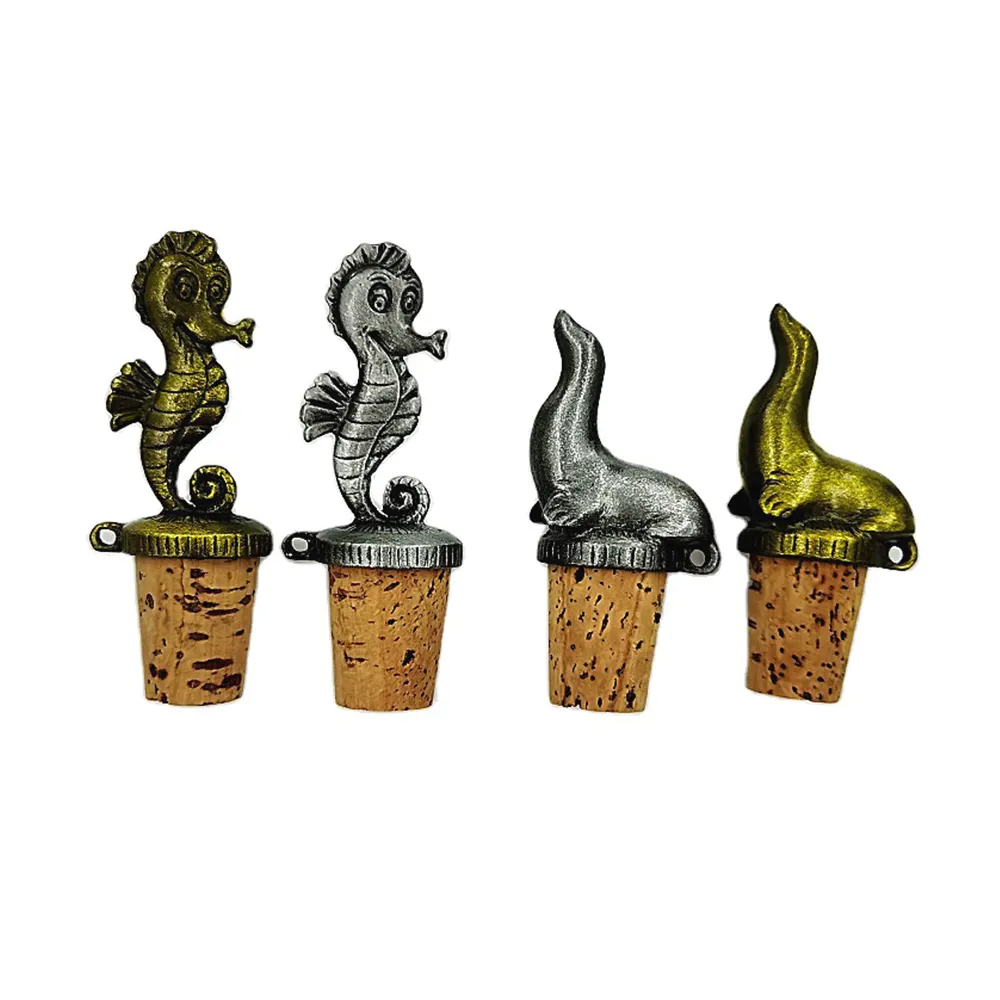 Tapón de vino de la serie de animales marinos de aleación de Zinc creativo de fábrica, accesorios de corcho para vino, tapón de botella de vino con tornillo