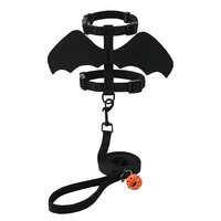 Harnais pour animaux de compagnie avec laisse, motif ailes de chauve-souris pour Halloween, en polyester réglable pour chats et chiens de petite et moyenne taille, faible MOQ, vente en gros d'usine