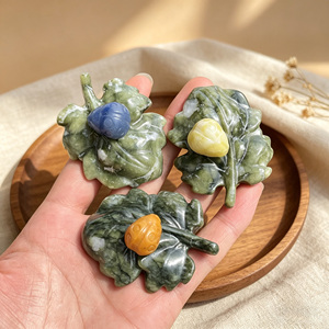 Figura de Serpentina Natural Tallada a Mano con Forma de Hoja y Mariquita, Adorno de <span class=keywords><strong>Piedra</strong></span> Pulida para Sanación y Decoración de Mesa, Venta al Por Mayor - Product Image 1