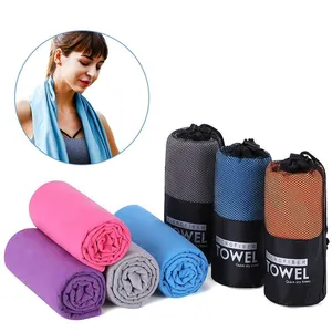 Hete Verkoop Populaire Groothandel Dubbelzijdige Stapel Snel Droog Absorberend Zwemmen Aangepaste Sport Microfiber Gym Handdoeken Met Logo