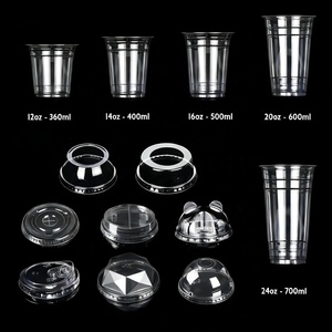 Gobelets à café froid transparents personnalisés 12/16/24 oz Gobelets jetables pour boissons 98 mm pour le thé et les boissons Fournitures pour cafés - Product Image 2
