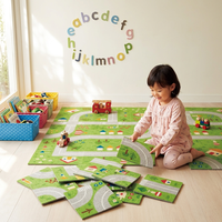 DIY Kinder-Spielmatte Nylon Bedruckter Cartoon-Stadtstraßen-Verkehrsteppich Abnehmbare Lehrreiche Puzzle-Matte für Spielzimmer Kindergarten