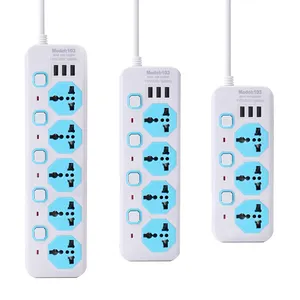 Philippines Indonesia Malaysia Hot Selling 2 Flat Pin Plug Adapter 3 4 5 Way Electrical Power Strip Multi USB Extension Socket