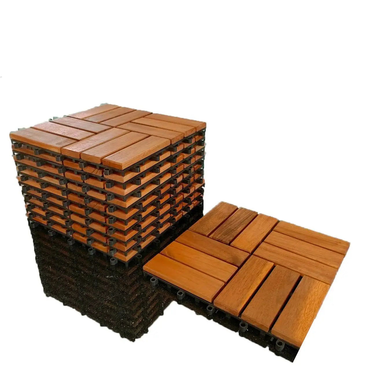 उच्च गुणवत्ता वाले इंटरलॉकिंग आउटडोर डेक टाइल्स/लकड़ी डेकिंग आकार 300 एक्स 300 मिमी डेकोर बालकनी गार्डन रास्ता छत