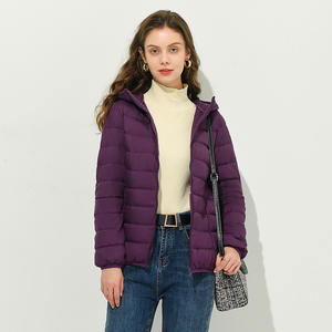 Veste d'hiver chaude pour <span class=keywords><strong>femme</strong></span>, en duvet d'<span class=keywords><strong>eider</strong></span>, rembourrage en duvet de canard, nylon, à capuche, pliable - Product Image 2