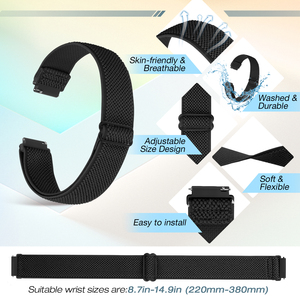Bracelet de montre de 20 mm pour bras/cheville/tricepse pour montre connectée / montre universelle, bracelets de montre extensibles réglables de 20 mm (unisexe) - Product Image 3