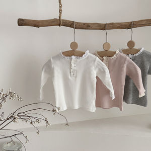 Frühling und Herbst Baby Mädchen/Kind Spitze Kragen Pit Strip Shirt Nette Baby Daily Bottom Shirt Großhandel Anpassung - Product Image 2