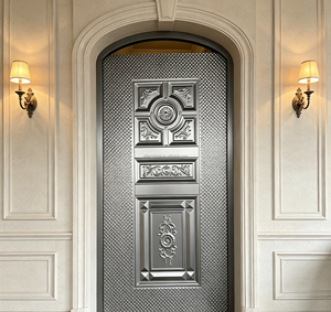 Panneau de porte en PVC métallique à texture profonde en relief 3D style Méditerranéen, idéal pour projets de villas, directement de l'usine - Product Image 5
