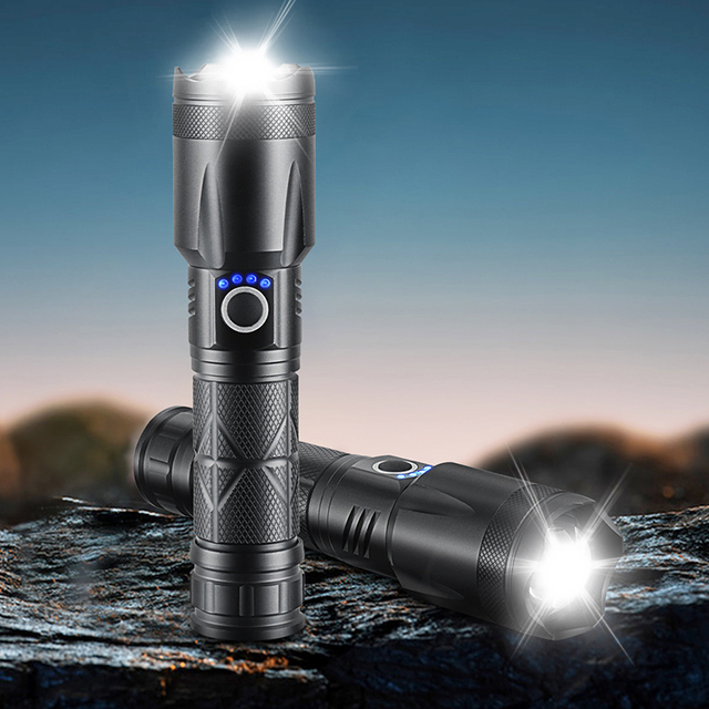 Boruit S-55 Flashlight Rechargeable Long Range Focus Zoom 5 Modes Aluminum Alloy Torch Light for Emergency and Hunting