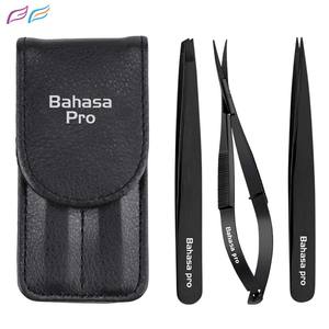 Pinzas para Cejas Inclinadas de Acero Inoxidable, Pinzas Puntiagudas, Herramienta de Micro Tijeras con Resorte y Logotipo de Bahasa Pro - Product Image 1