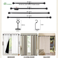 Barra de Cortina Resistente de Estilo Industrial YIJIALE, Negra, de 18-28 Pulgadas, para Ventana de Porche, Enlace de Muestra