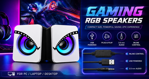 ลำโพงสำหรับเล่นเกม RGB ชุดลำโพงเสียงแบบมีสาย USB 2.0 สำหรับปาร์ตี้พีซีแล็ปท็อป - Product Image 1