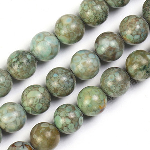 Perle di Corallo Fossile Rotonde Sfuse, Pietra Maifan Blu, Perle di Diaspro per Creazione di Gioielli 6mm 8mm 10mm - Product Image 2