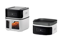 Oven Air Fryer 2in1 8.1-10L Terlaris Berkualitas Tinggi Mewah Kapasitas Besar Jendela Transparan Sentuh Klasik Bebas Minyak