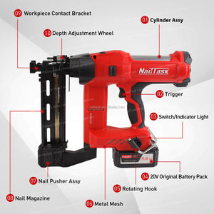 <span class=keywords><strong>Agrafeuse</strong></span> pneumatique industrielle NailTask 20V à batterie lithium, moteur sans balais, batterie 5.0AH pour fixation de fils et clôtures d'élevage - Product Image 5