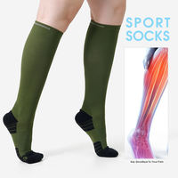 Chaussettes de compression sportives en coton, hauteur genou, personnalisées, athlétiques, anti-transpiration, pour la course à pied, le cyclisme, les voyages et la gym