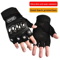 Gants d'équitation d'été demi-doigt pour hommes en acier inoxydable anti-chute à coque dure tactique moto Forces spéciales extérieures