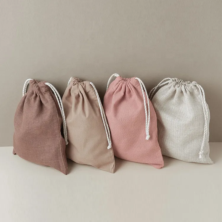 Bán Hot Tái Chế Vải Bao Bì Nhỏ Thăng Hoa Biểu Tượng Tùy Chỉnh Quà Tặng Linen Canvas Pouch Bông Hữu Cơ Dây Rút Túi