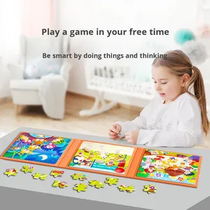 Rompecabezas Magnéticos Educativos <span class=keywords><strong>de</strong></span> Madera <span class=keywords><strong>de</strong></span> Bloques Grandes para Niños Pequeños, Niveles Avanzados 1-5, Rompecabezas Plano - Product Image 3