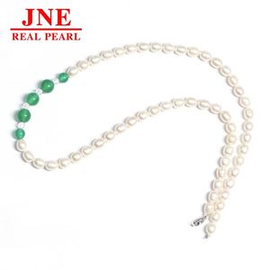 Natürliche Perlenkette mit Fünf Grünen Chalcedon-Perlen, Muttertagsgeschenk für Ältere, Muttertagsgeschenk - Product Image 2