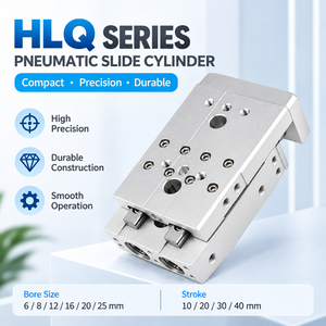 Cylindre pneumatique à glissière série HLQ, haute précision, compact, guidé, avec guide linéaire HLQ6 HLQ8 HLQ12 HLQ16 HLQ20 HLQ25 - Product Image 4