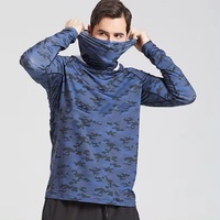 Camiseta de Pesca con Protección Solar UPF50+ para Hombre, Manga Larga, Secado Rápido, Transpirable, con Capucha y Máscara, Talla Grande para Adultos