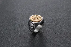 Wholesale High Quality Rotating Gear Ring 316 Stainless Steel Rings Vintage Thumb Skull Ring