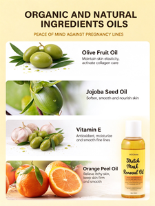 Huile anti-vergetures RTS : Réparation efficace, raffermissante, pour cicatrices de grossesse, resserrement cutané, élimination des vergetures - Product Image 2