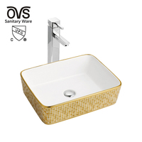 Lavabos de salle de bain modernes blancs de haute qualité OVS CUPC Amérique du Nord avec des motifs artistiques faits à la main