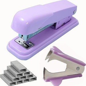 Juego de Oficina Morado al por Mayor 8 en 1: Grapadora, Quitagrapas y Grapas, con Logotipo Personalizado para Vendedores, <span class=keywords><strong>Material</strong></span> <span class=keywords><strong>Escolar</strong></span> y de Oficina - Product Image 1