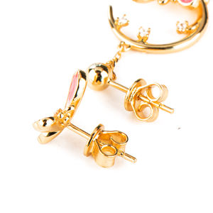 ต่างหู2024รูปผีเสื้อสีชมพูทันสมัย925เงิน18K ชุบทองอุปกรณ์เสริมสำหรับงานแต่งงานอินเทรนด์สำหรับ - Product Image 4