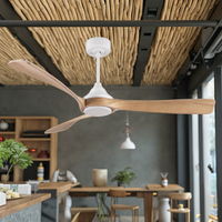 Ventilateur de plafond à lumière LED économe en énergie avec télécommande Fonction de décoration en bois pour application domestique Ventilateur à moteur CC avec lumières