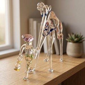 Ornements de Noël en verre style traditionnel, figurine de cavalier à chameau, finition brillante, artisanale, pour salon, collection Tiny Glass World - Product Image 3