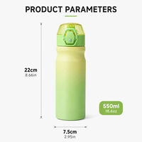 Bouteille d'eau portable isotherme à double paroi en acier inoxydable 304 de 18 oz avec logo personnalisé, pour boissons chaudes et froides, avec couvercle à paille rabattable, idéale pour le sport