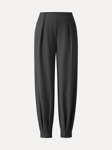 Pantaloni a Zampa d'Elefante con Vita Elastica Testurizzata, Plissettati a Vita Alta, per Ufficio e Uso Quotidiano - Product Image 4