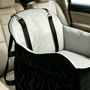 Asiento de coche para perros, cojín de viaje de lujo para mascotas, alfombrilla elevadora para cachorros, conjunto de arnés con cinturón para coche, asiento de coche para perros - Product Image 3