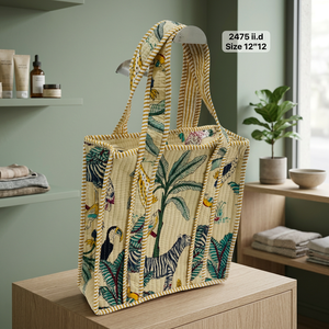Sac fourre-tout matelassé en coton à imprimé animal, fermeture éclair de haute qualité, grande capacité pour la plage, le shopping, les voyages et l'usage quotidien - Product Image 3