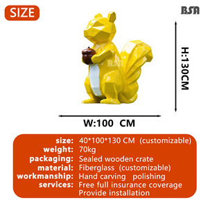 Adornos de jardín ecológicos para exteriores, ardilla geométrica, escultura de fibra de vidrio, modelo Animal simulado, césped comunitario verde - Product Image 4