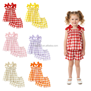 Set di abbigliamento per ragazze estate bambini senza maniche Slip Dress set Design a quadretti nuovo stile per bambini vestiti per bambini - Product Image 1