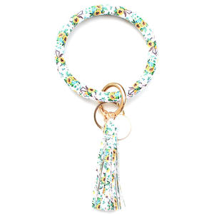 नए आगमन टाई-डैटेड पु चमड़े की कलाई ब्रेसलेट ब्रेसलेट ब्रेसलेट कीचेन कुंजी रिंग के साथ जंबो ब्रेसलेट कीचेन - Product Image 6