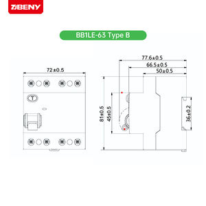 BENY 4 polos RCCB AC 400/415V Disyuntor de corriente residual de fuga 30/100/300ma Protección 5 años de garantía 10ka Breaking - Product Image 5