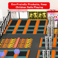 Parc de trampolines en bois professionnel pour l'intérieur, avec toboggan coloré, fosse à mousse, exercices, jeux pour enfants et adultes, couleurs personnalisables, parcs d'attractions